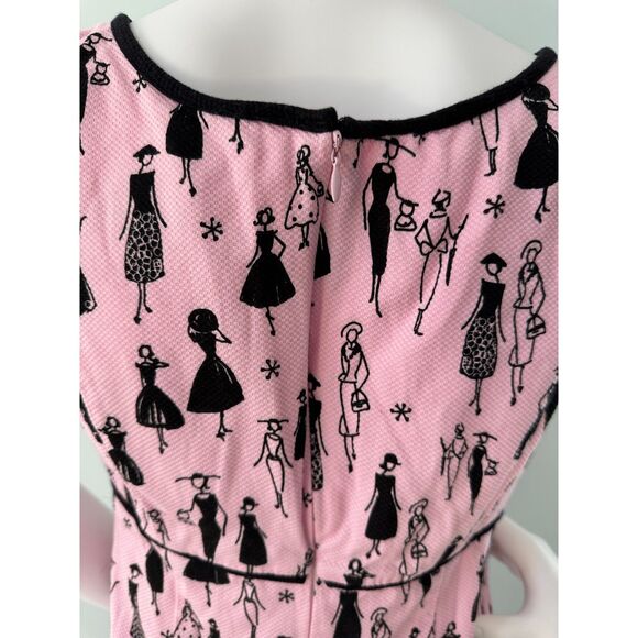 Paraphrase Y2k Pink and Black Fit and Flare Fashion Sketch Retro Dress size S - Picture 5 of 7